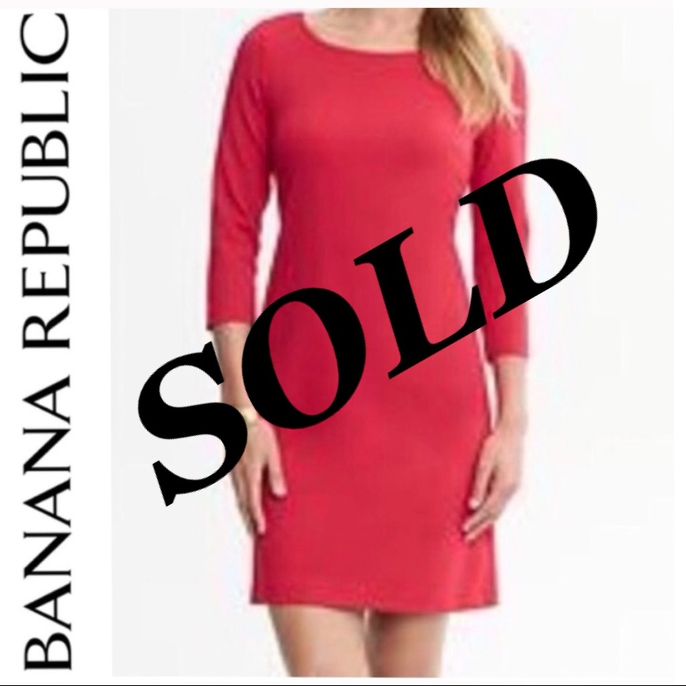 ❌SOLD❌ Red Ponte Sheath Dress Banana Republic NWT - Picture 1 of 8